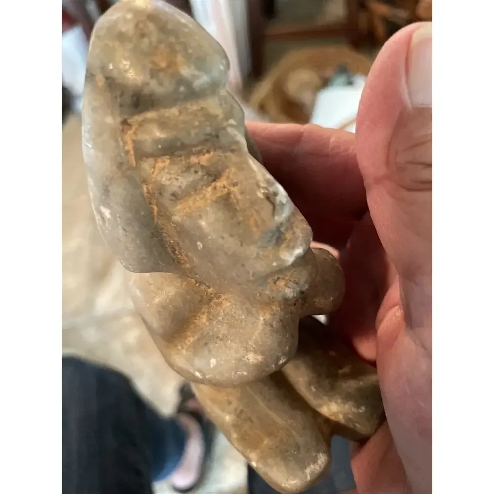 Pre- Colombian Stone Carved Aztec Mayan Warrior, Sculpture